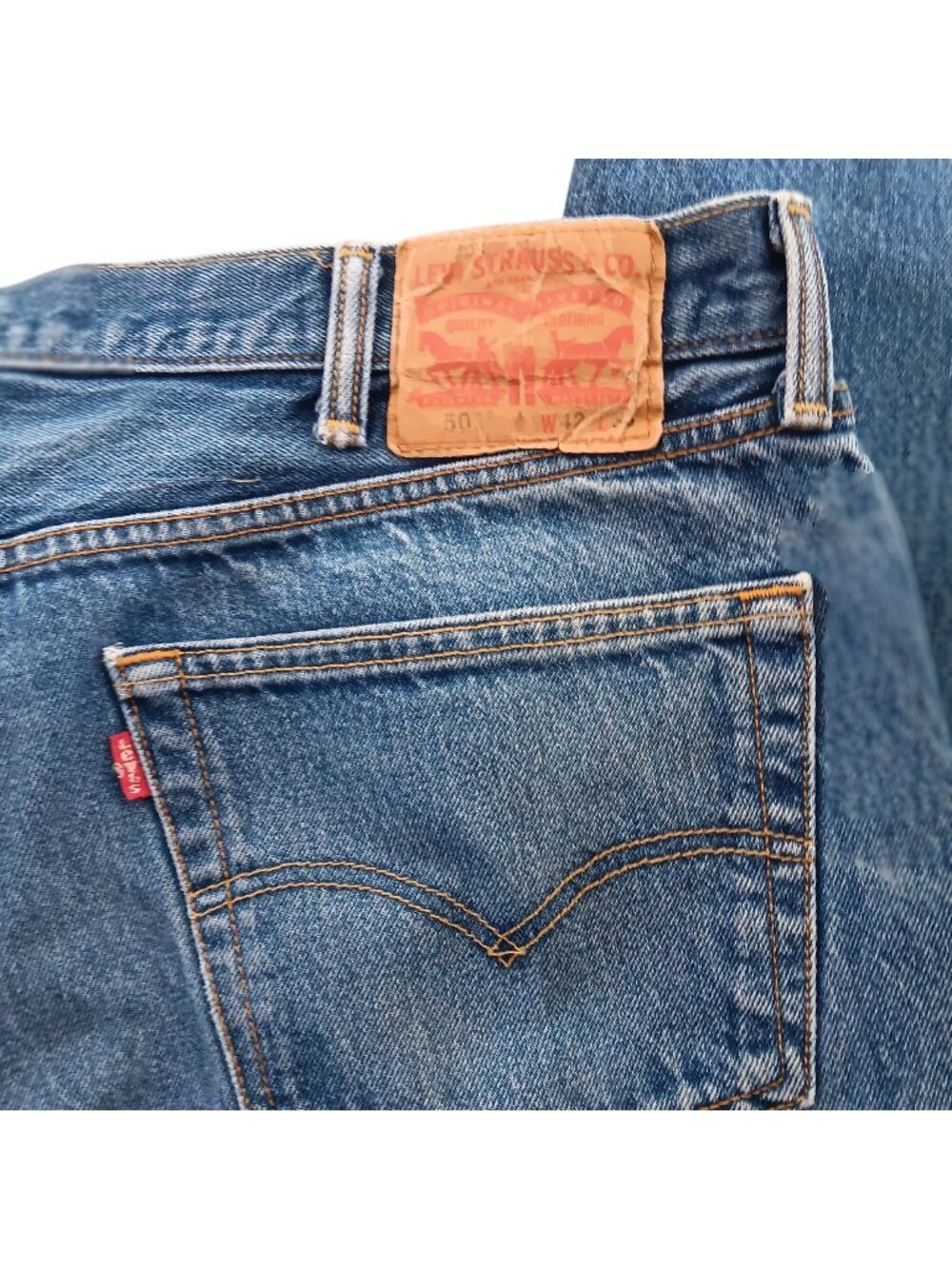 40x32 Fit Levis 501 Mens Jeans Straight Leg Blue Denim Mexico Y2K Faded Punk